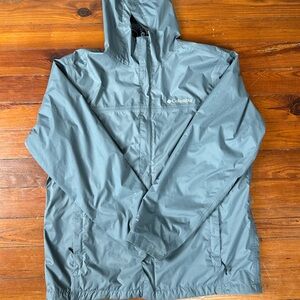 Columbia Men's Gray hooded rain Jacket Large